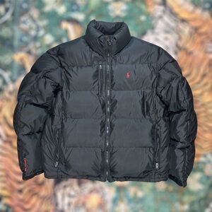 Polo Ralph Lauren RL250 Down Puffer Jacket Full Zip Outdoor Pony Black Mens XL